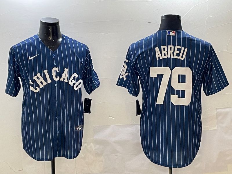 Men Chicago White Sox #79 Abreu Blue Stripe Game 2025 Nike MLB Jersey style 1->chicago white sox->MLB Jersey